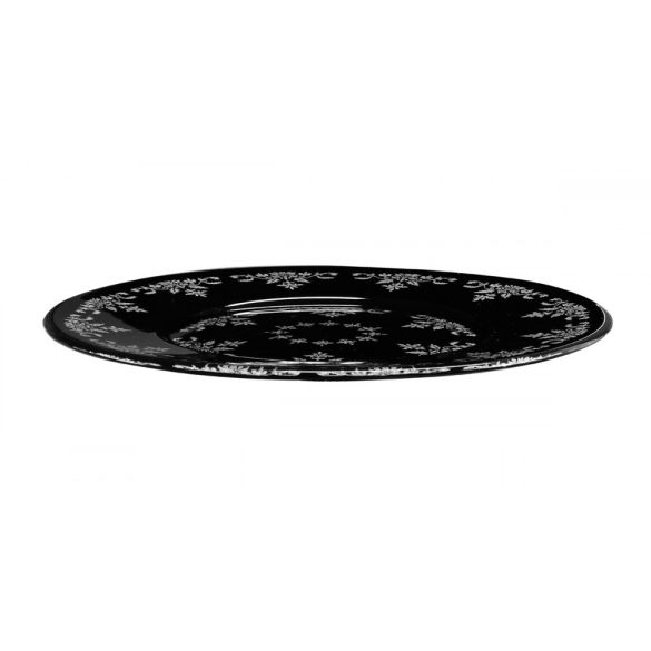 Small Flowers * Cristal Platou pentru prăjituri plat, de culoare neagră, 32 cm (19601)